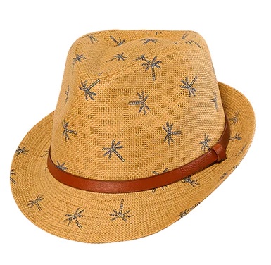 Maximo Trilby Strohhut in Braun mit Palmen