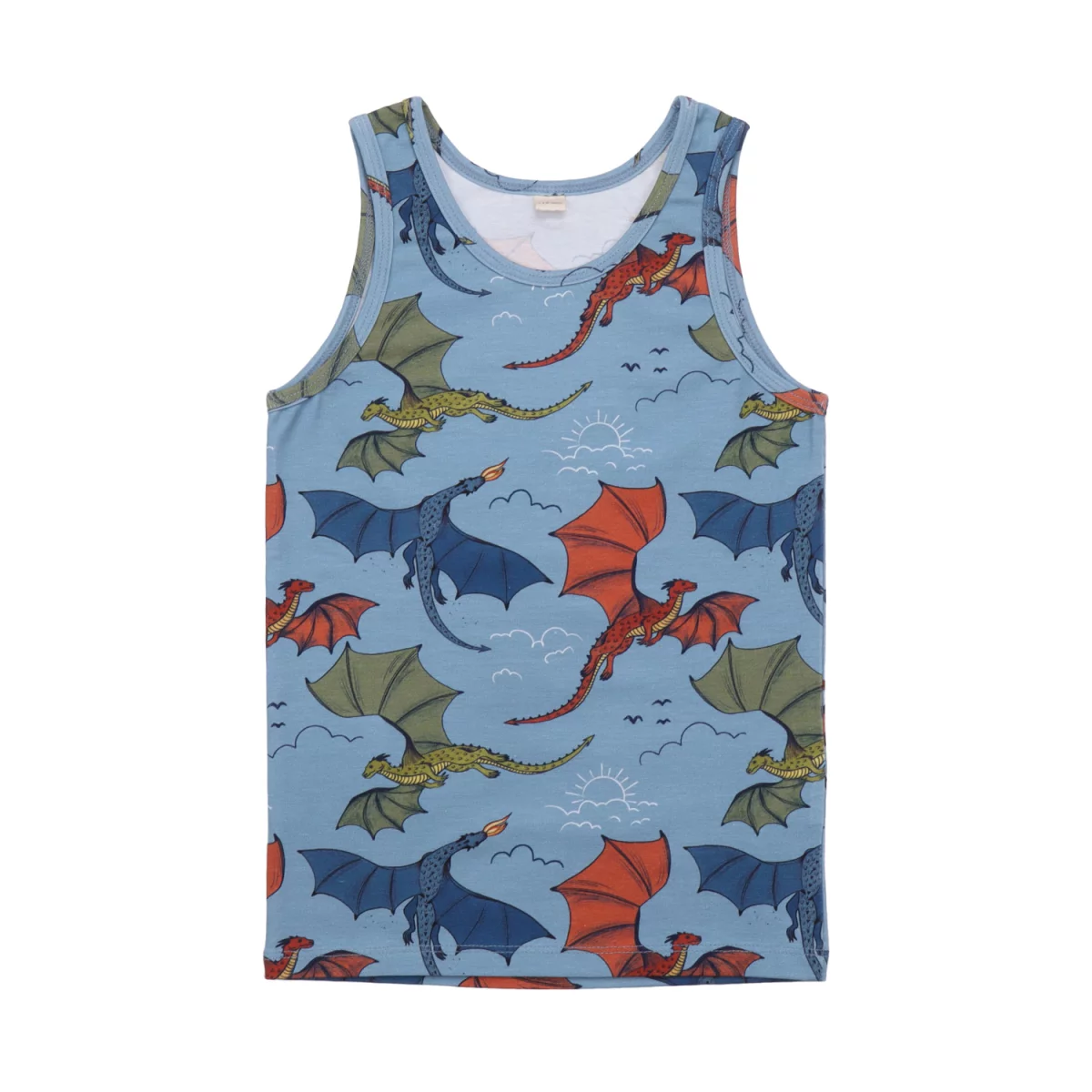 Walkiddy Unterhemd in Blau - Colorful Dragons - Bunte Drachen