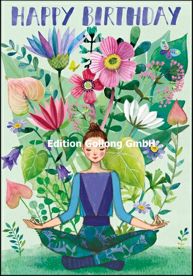 1-6404 Edition Gollong Geburtstagskarte - Happy Birthday -Yoga