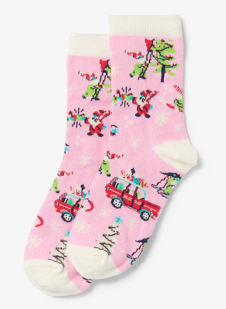 SO3GNOG003 Little Blue House Kinder Weihnachten Socken in Rosa - Gnome for the Holidays