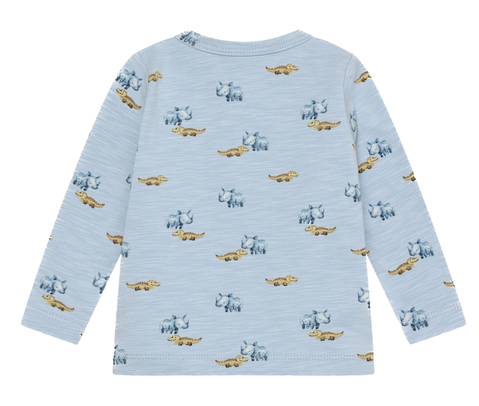 Minymo Langarm Shirt mit Kopfleiste in Niagra Mist Blau - Rhino und Krokodil Minymo Langarm Shirt mit Kopfleiste in Niagra Mist Blau - Rhino und Krokodil