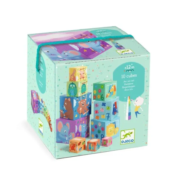 Djeco Stapelturm: Regenbogen - Nummer & Tiere