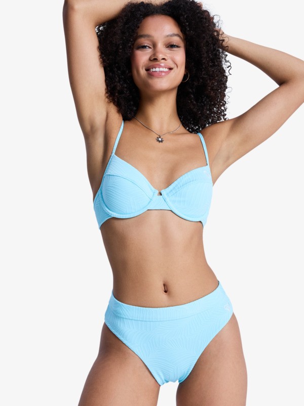 Roxy Palm Dreams - High Waist Bikiniunterteil in Hellblau mit hohem Bund für Frauen Roxy Palm Dreams - High Waist Bikiniunterteil in Hellblau mit hohem Bund für Frauen