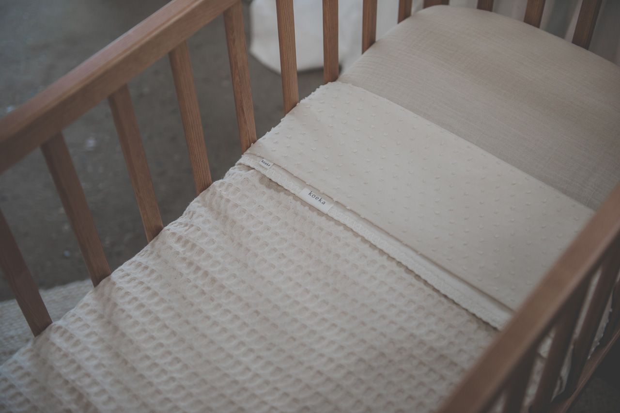 Koeka Amsterdam Baumwolle Fleece Babydecke in Natural Creme Weiß - SALE