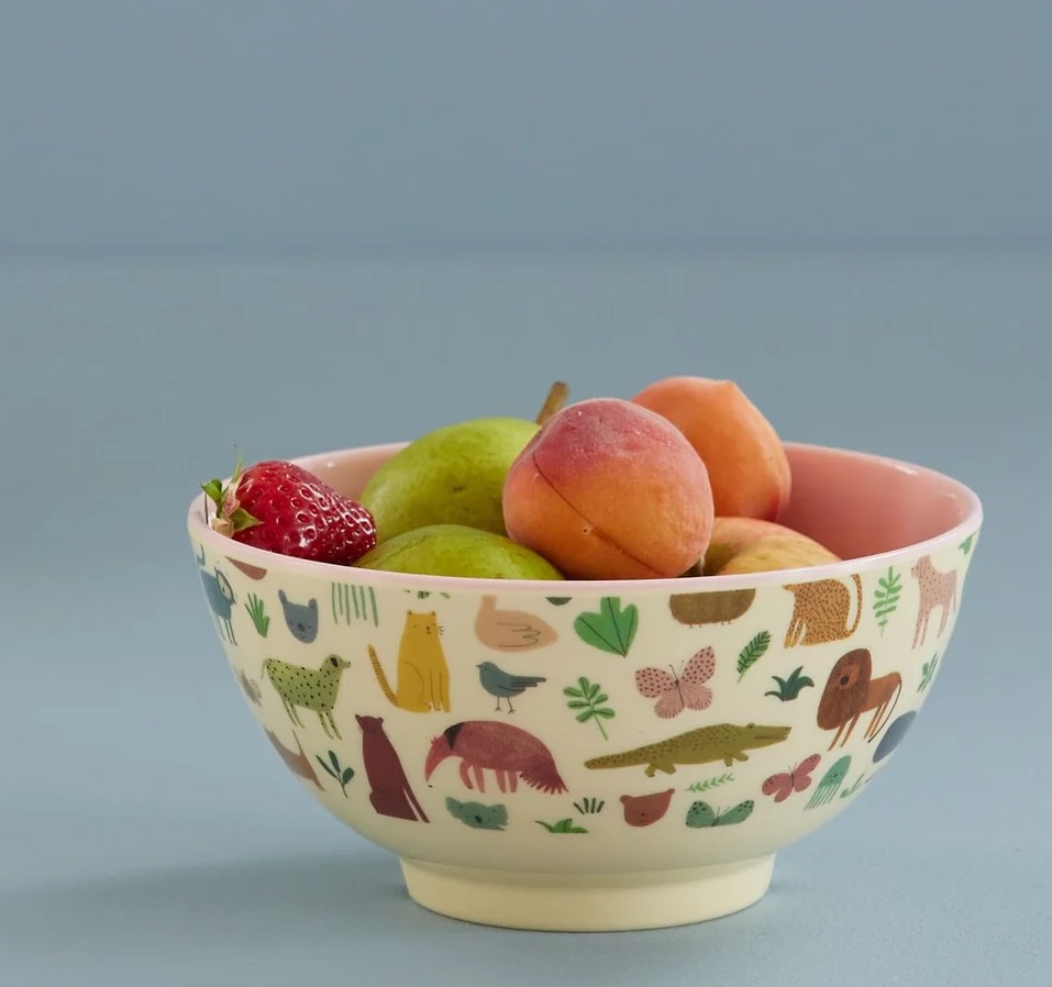 RICE Melamin Schüssel Medium - Melamin Schüssel - Hellrosa - Sweet Jungle Print