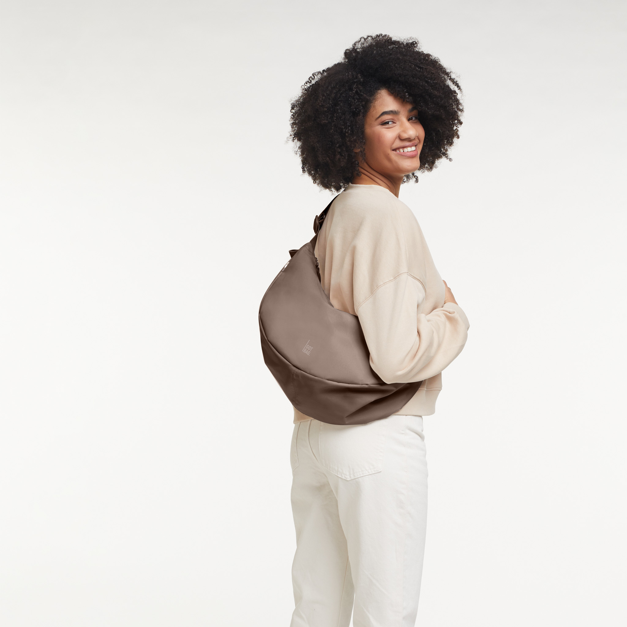 GOT BAG MOON BAG LARGE MONOCHROME OYSTER - Large Crossbody in Taupe Braun GOT BAG MOON BAG LARGE MONOCHROME OYSTER - Large Crossbody in Taupe Braun