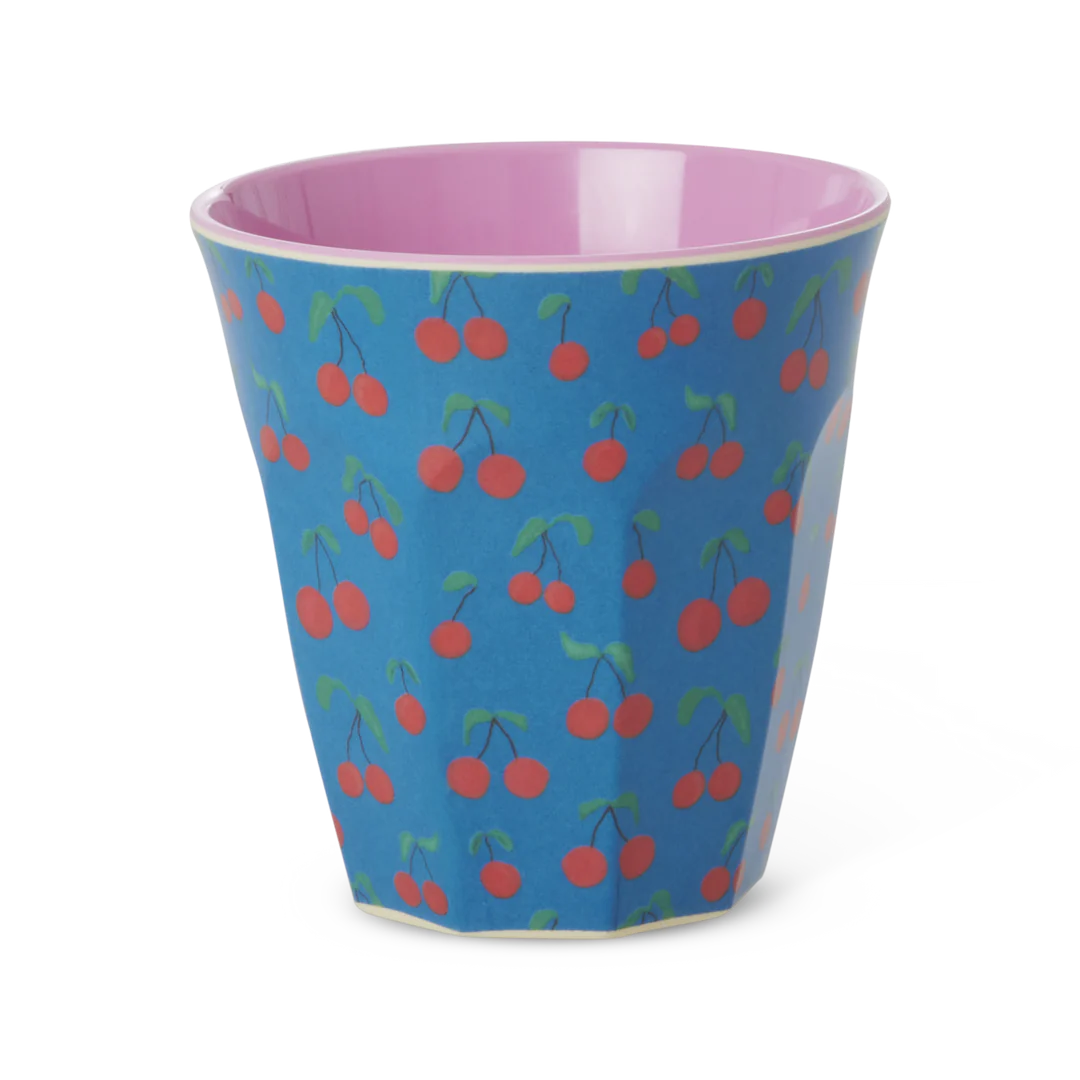 RICE Mittelgroße Melamin Becher - Cherry Love Print - Kirsche