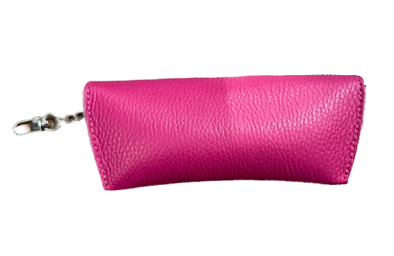 BFF Leder Brillenetui mit Anhänger Clip - Pink