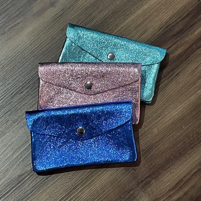 BFF Soft Leder Glitzer Geldbeutel - Flieder Blau Glam - Large