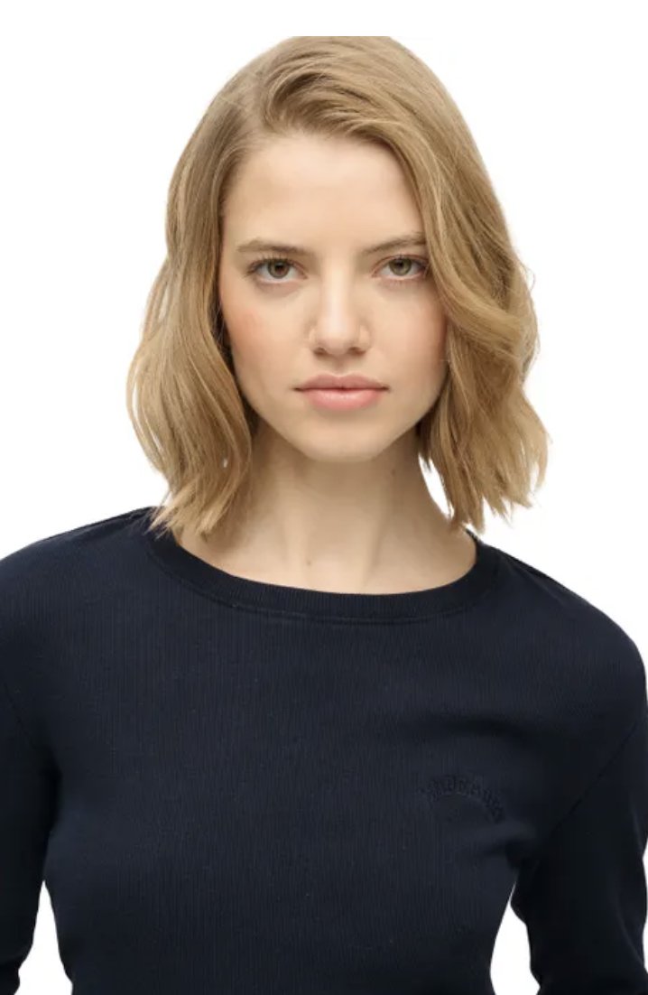 Superdry Damen Langarm Oberteil Mini Logo in Navy