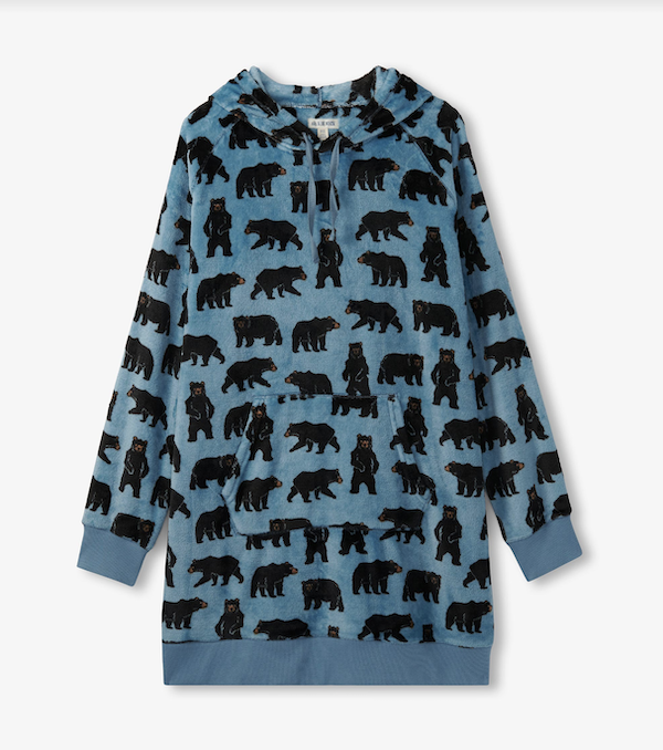 Little Blue House Oversized Fleece Hoodie Tunika in Blau - Bären - SALE