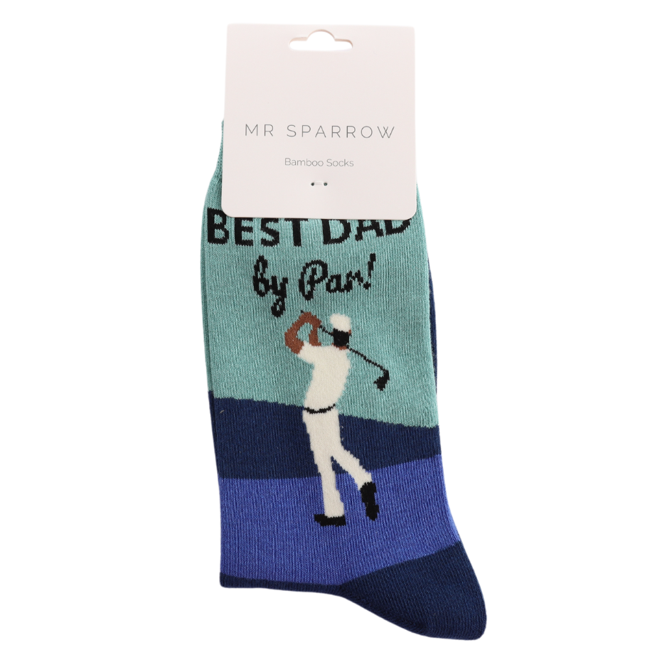 Mr. Heron Bambus Herren Socken in Navy - Best Dad by Par - Golf