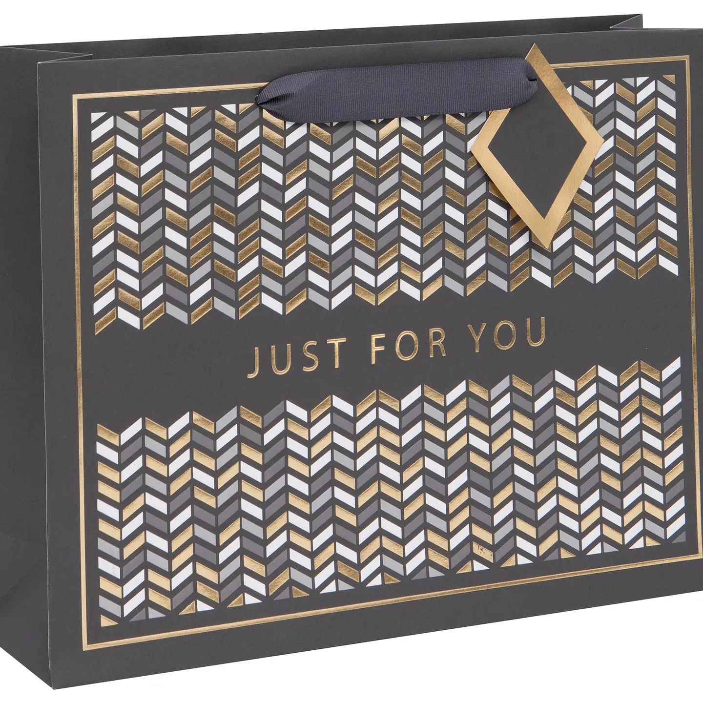 Glick Geschenktasche Querformat Large Chevron Gold - Just for You
