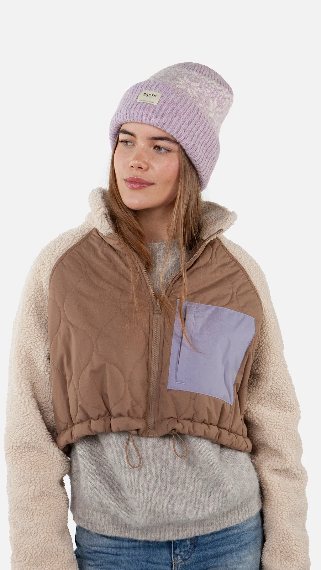 Barts Negomba Damen Beanie Mütze in Flieder mit Schneeflocken