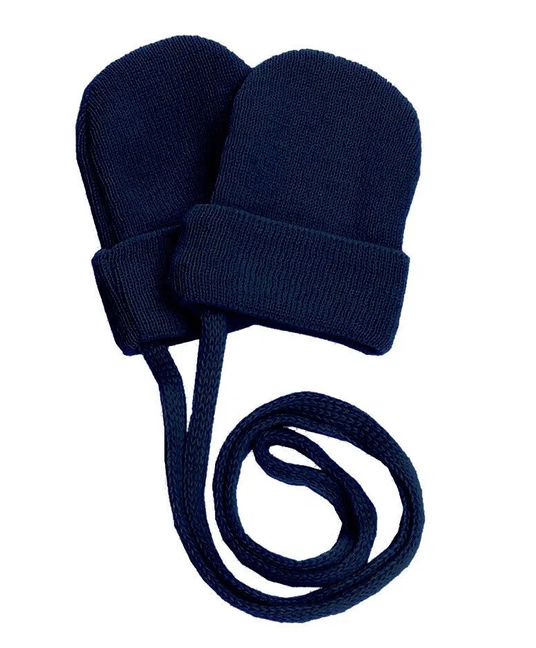 maximo Baby-Fäustlinge aus Baumwollstrick ohne Daumen in Navy Blau – Made in Germany