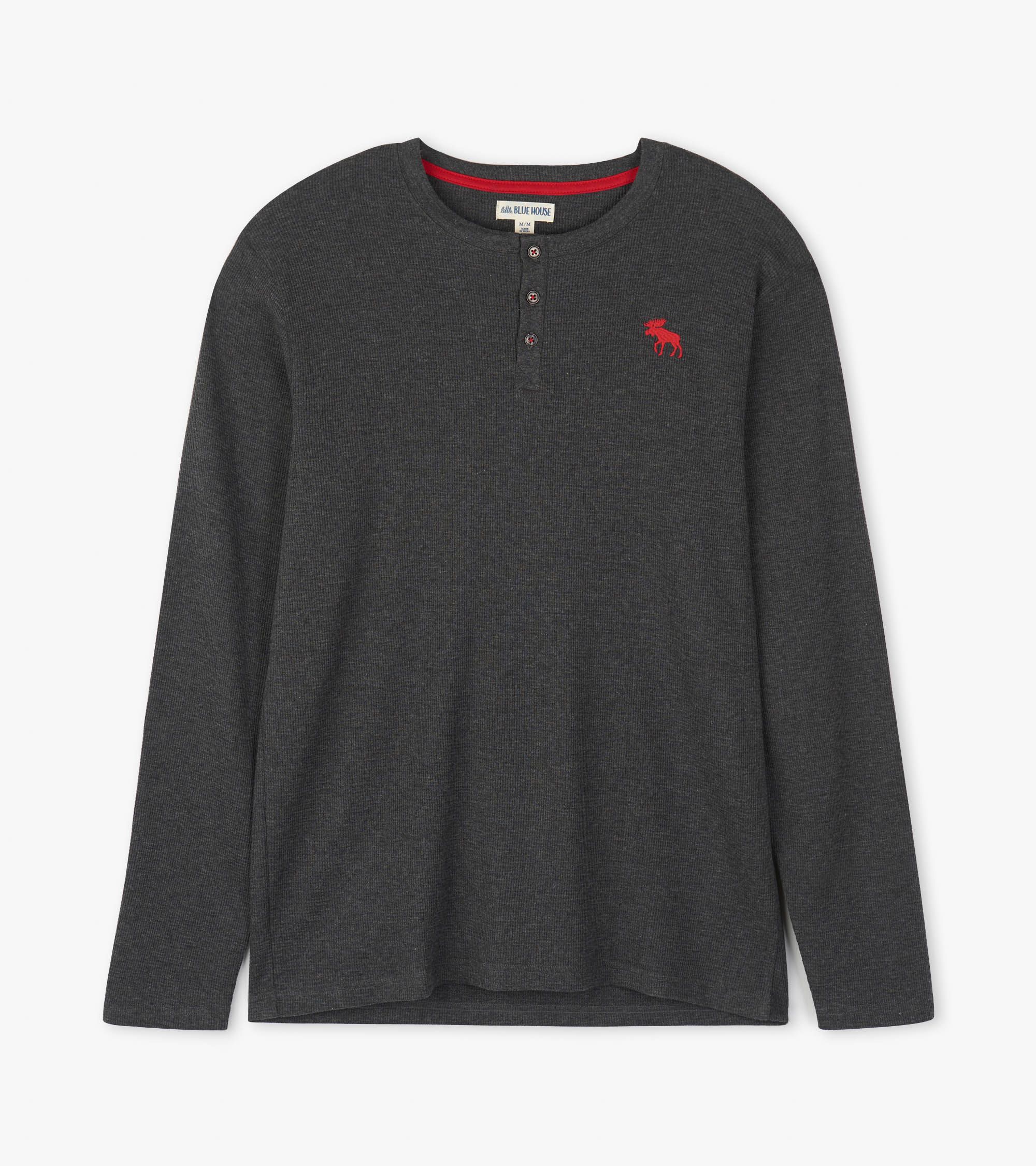Little-BLue-House-Waffle-Henley-ANtrhazit-2 Little Blue House Langarm Henley T-Shirt in Anthrazit