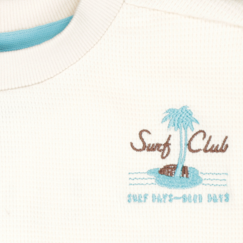 Tumble N Dry Biarritz Kurzarm Waffel T-Shirt in Creme & Türkis - Tropical Paradise - SALE