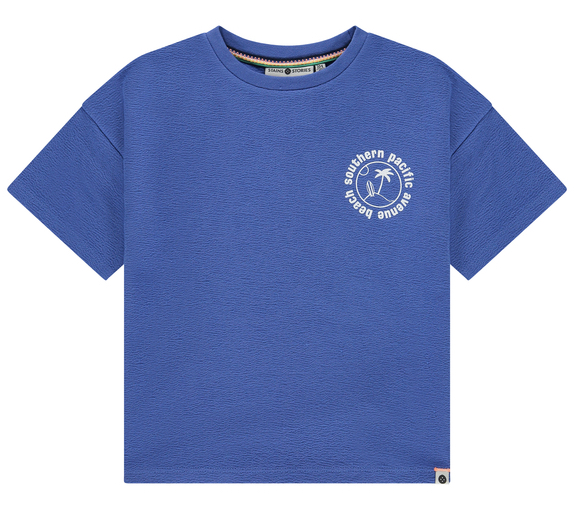 Babyface Stains & Stories Kurzarm T-Shirt in Royal Blau mit Struktur - Sunny Coast