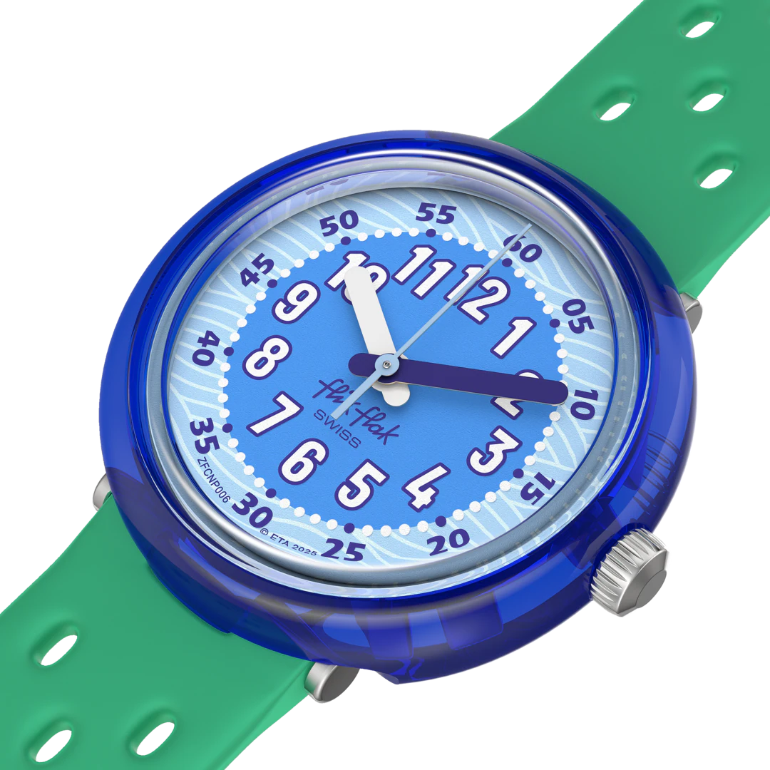 Flik Flak Kinderuhr - FIZZ in BLUE - Waves Blau & Grün