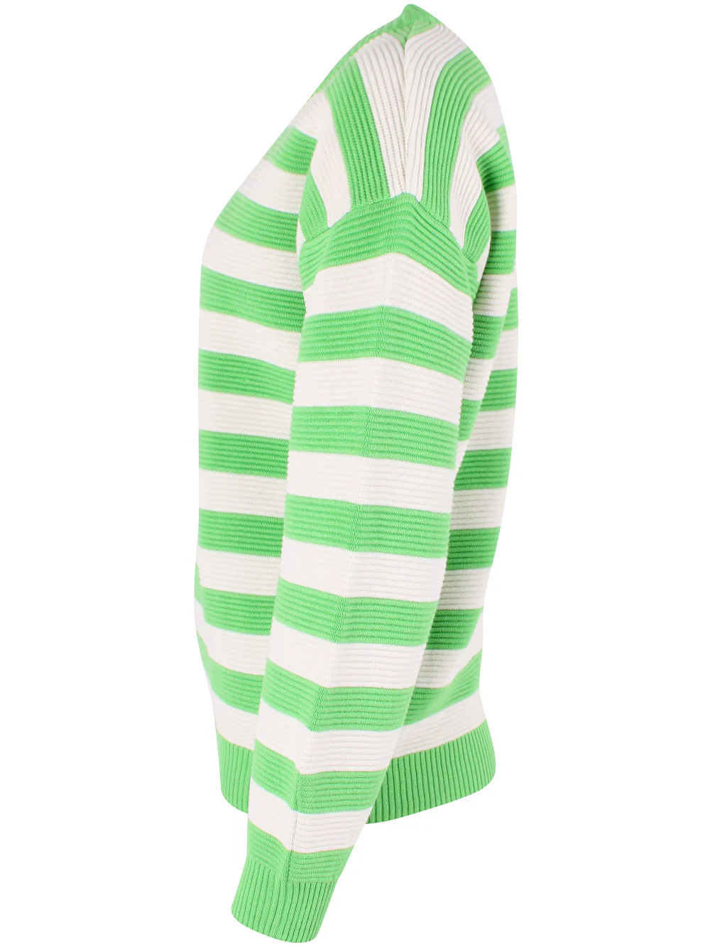 Danefae Danegold 3D Strickpulli in Bright Green & Chalk - Grün Gestreift - SALE Danefae Danegold 3D Strickpulli in Bright Green & Chalk - Grün Gestreift - SALE