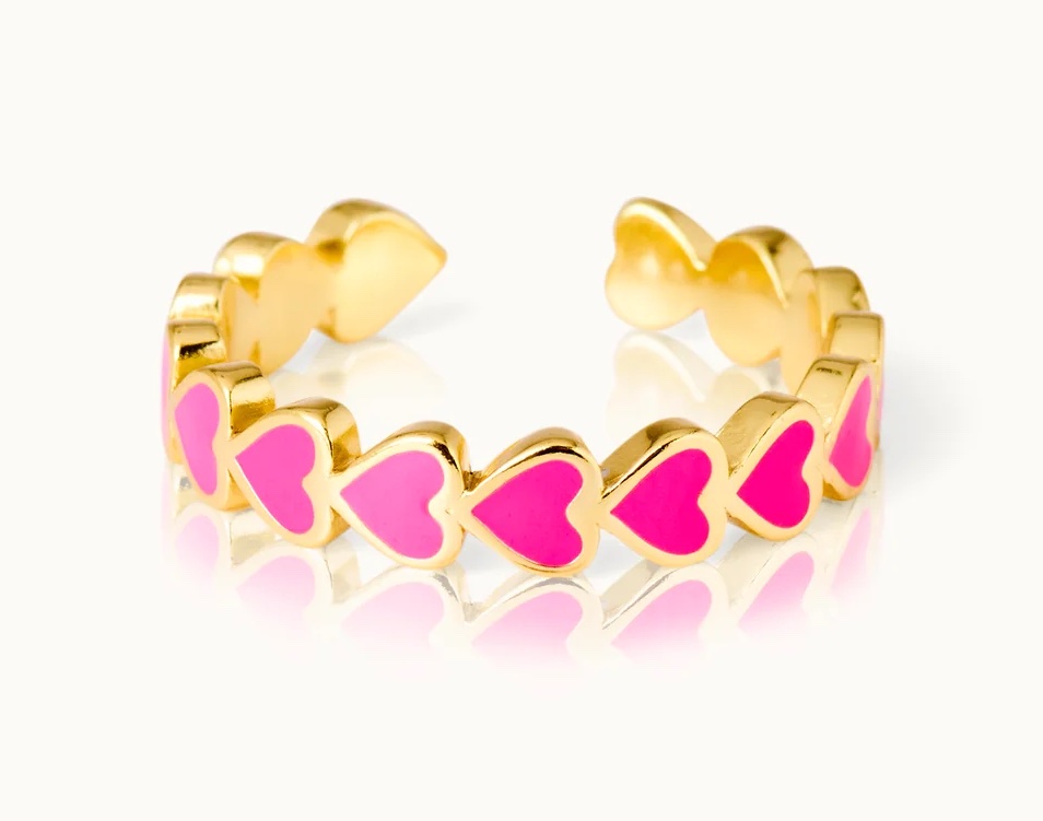 By Vivi Ring 18 Karat vergoldet - Herzen Ring Pink By Vivi Ring 18 Karat vergoldet - Herzen Ring Pink