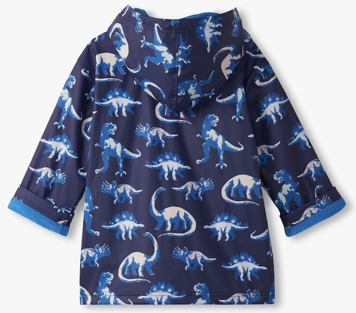 Hatley Regenjacke mit Frottee Futter in Blau mit Farbwechsel wenn naß - Dinosaurier