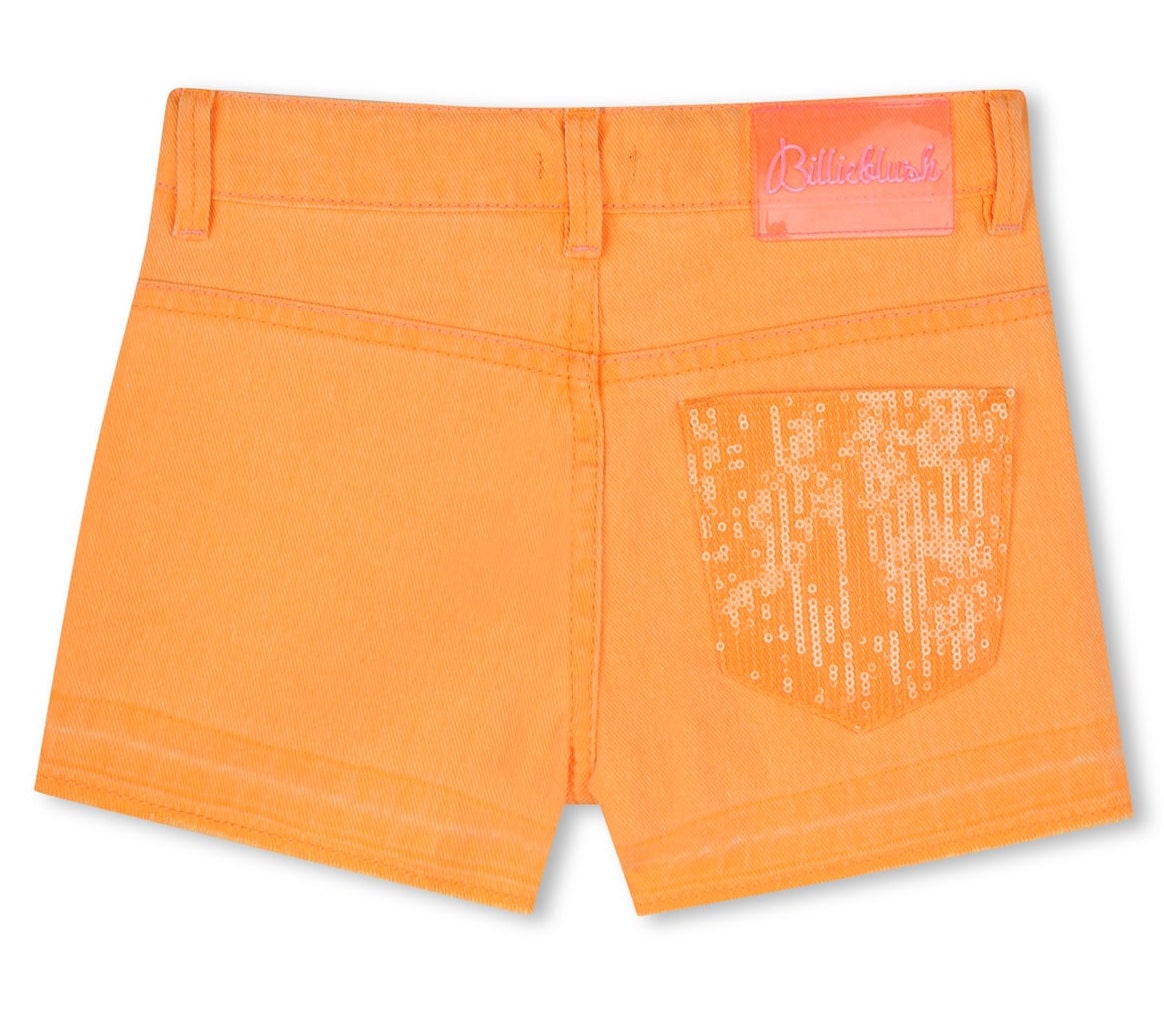 Billieblush Jeans Short in Neon Orange Pop mit Glitzer Tasche