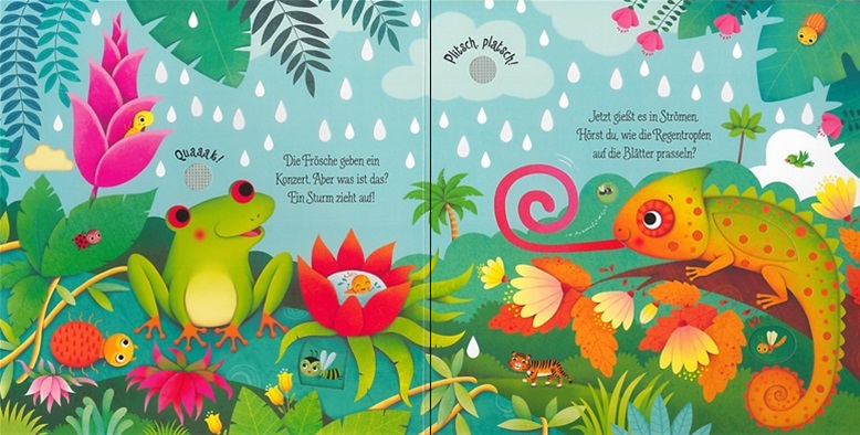 USBORNE-WAS-HO-RST-DU-IM-DSCHUNGEL Usborne Klänge der Natur Sound Buch: Was hörst du im Dschungel?