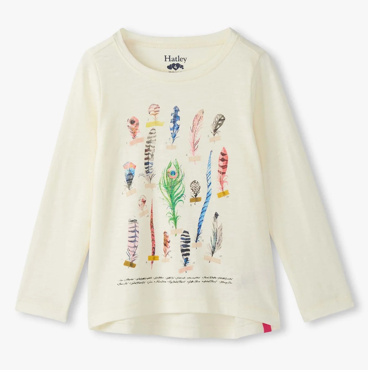 Hatley Kids Langarm T-Shirt in Creme mit Bunten Feder - SALE Hatley Kids Langarm T-Shirt in Creme mit Bunten Feder - SALE