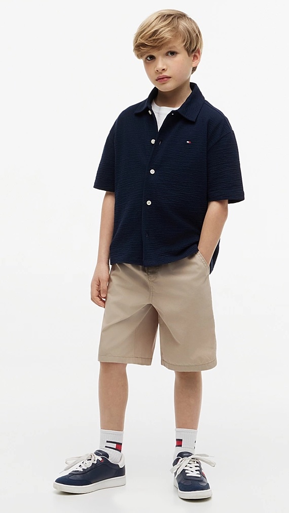 Tommy Hilfiger Essential Relaxed Fit Seersucker-Kurzarmhemd in Dark Night Navy Blau Tommy Hilfiger Essential Relaxed Fit Seersucker-Kurzarmhemd in Dark Night Navy Blau
