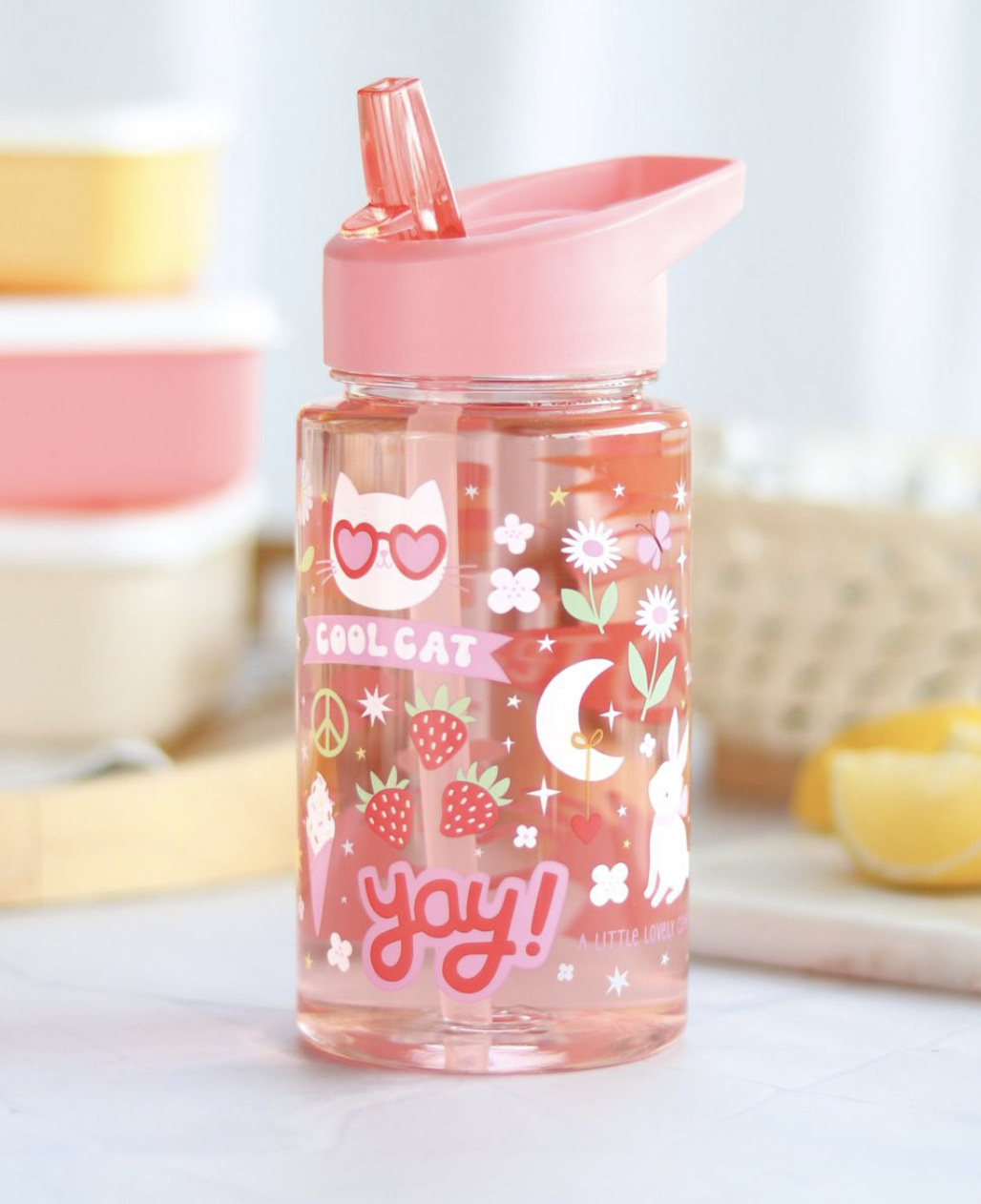 A Lovely Little Company Trinkflasche mit Strohhalm - Fun