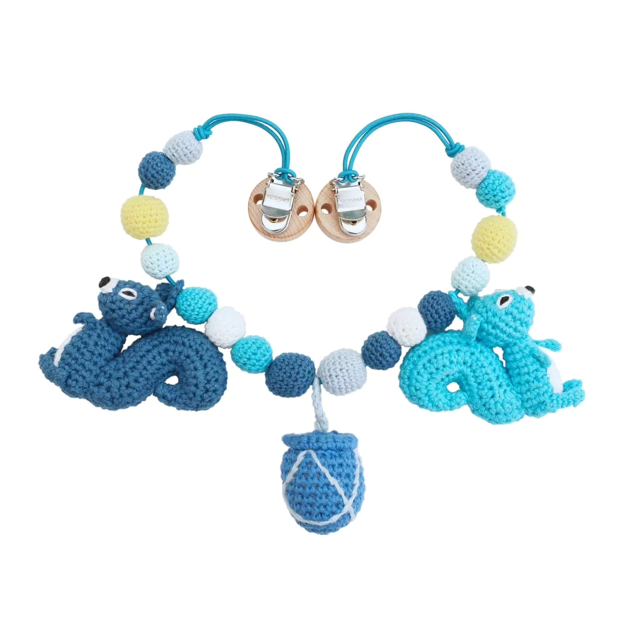 Sindibaba Häkel Wagenkette Häkeltier Eichhörnchen Nutty in Blau