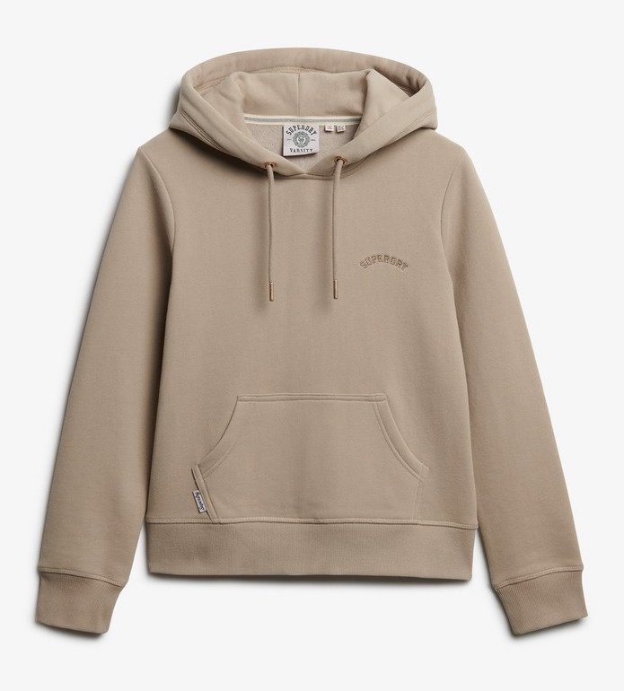 Superdry Country Essential Logo Embroidered Hoodie in Cobblestone Grey Beige