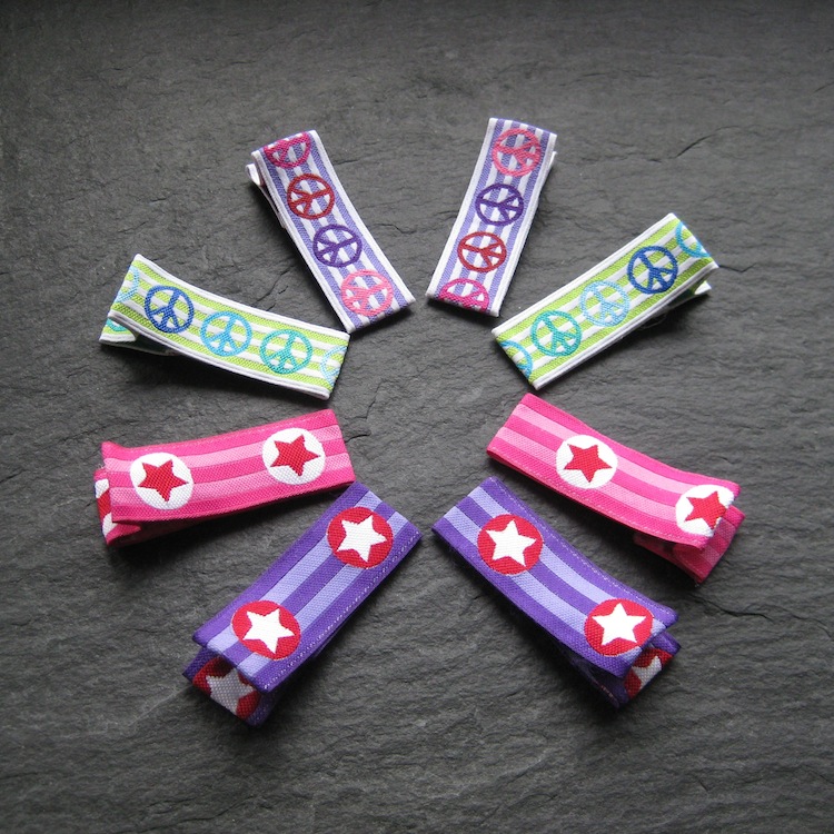 Wowzers Designer Haarspangen - Sterne & Peace Symbole - 1 Paar