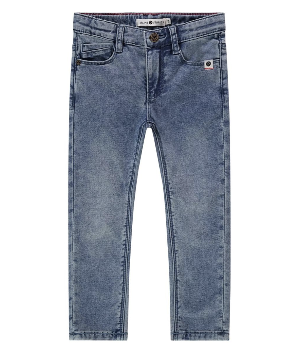 Babyface Stains & Stories 5-Pocket Jog Jeans in Mid Blue Denim Blau