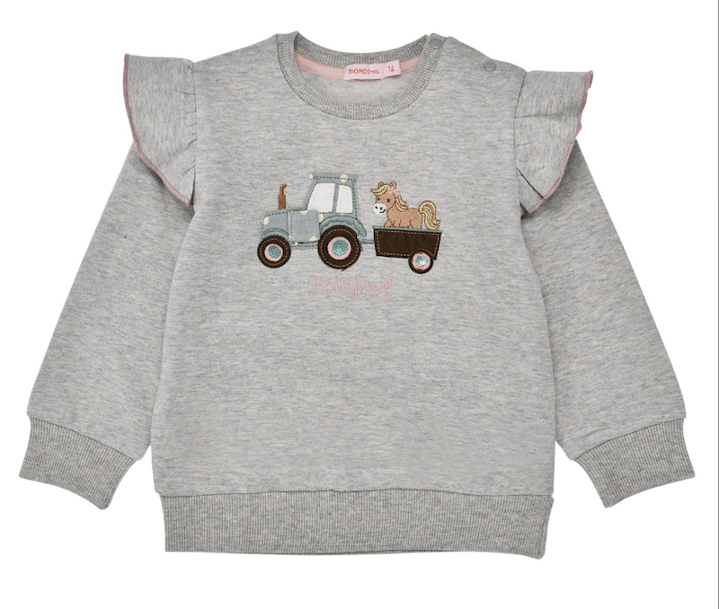 Bondi Baby Mädchen Sweatshirt in Grau - Pferdegespann 