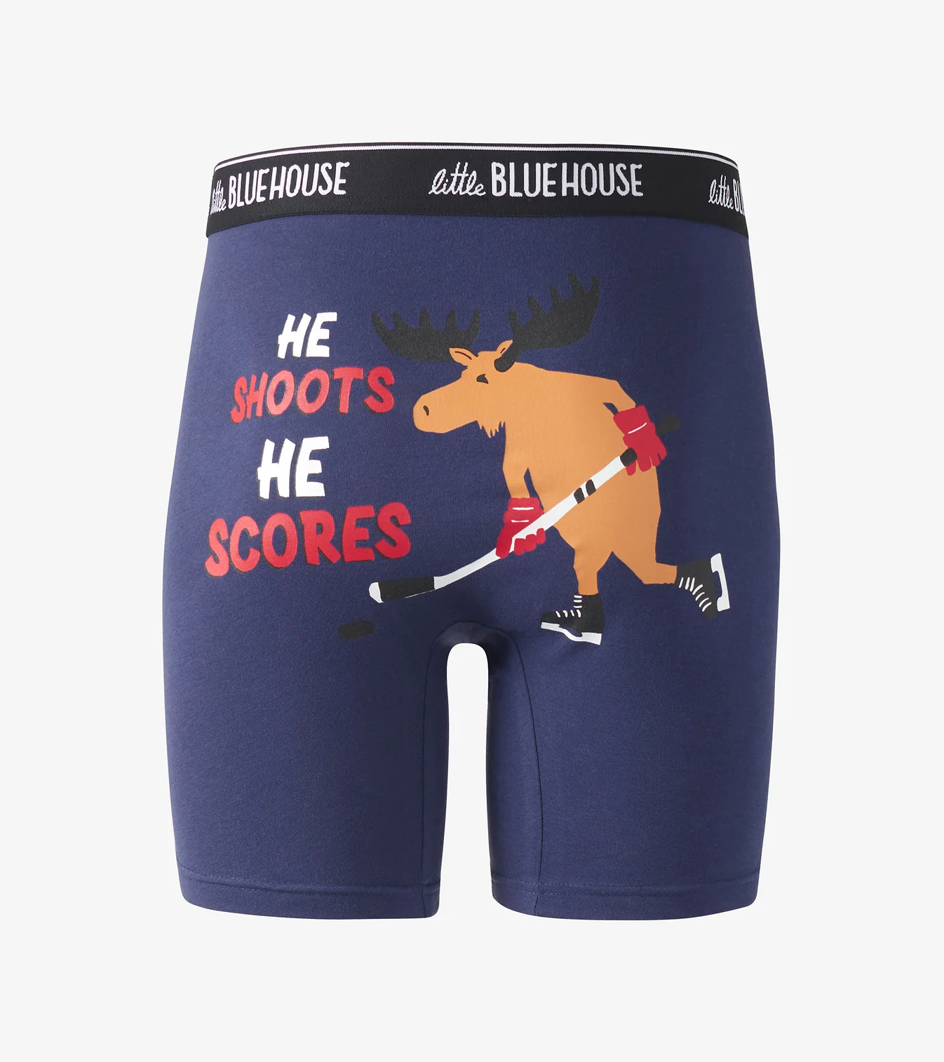 Little Blue House Boxer Short Unterhose in Navy - He Shoots He Scores - Eishockey