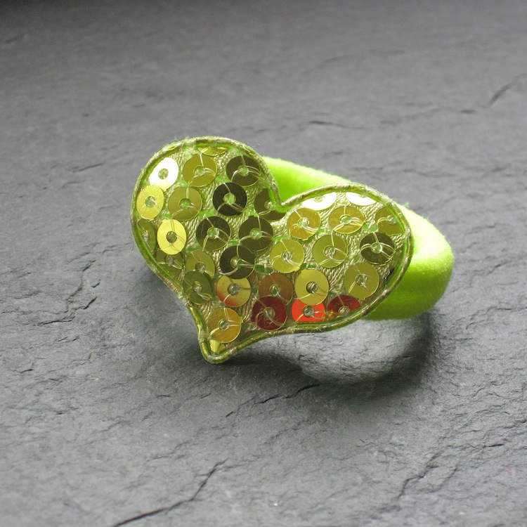 LIMETTEN-GRU-N-GLITZER-HERZ-HAARGUMMI Wowzers Knopf Haargummis - Glitzer Herzen