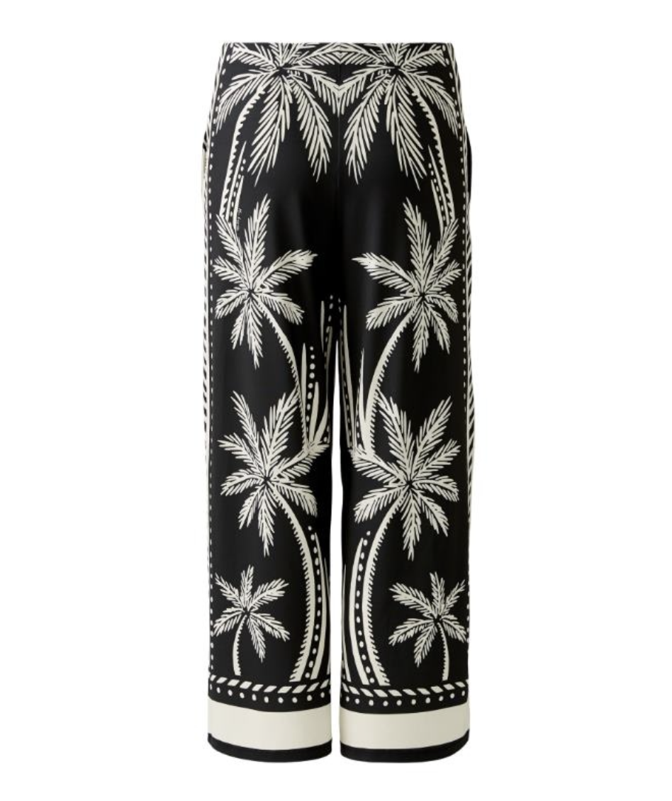 MIss Lagotte fließende Hose mit Palmenprint in Schwarz/Sand - SALE MIss Lagotte fließende Hose mit Palmenprint in Schwarz/Sand - SALE