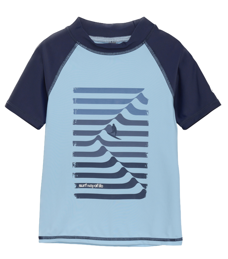 Color Kids UV Schutz Kurzarm Shirt in Blau Surfer Wellen