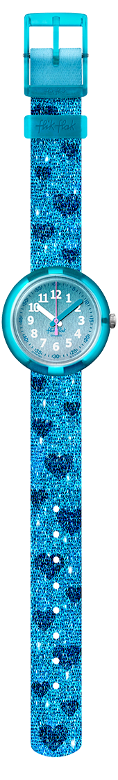 Flik Flak Uhr Kinderuhr Turquoise Sparkle - Aqua Glitzer mit Herzen