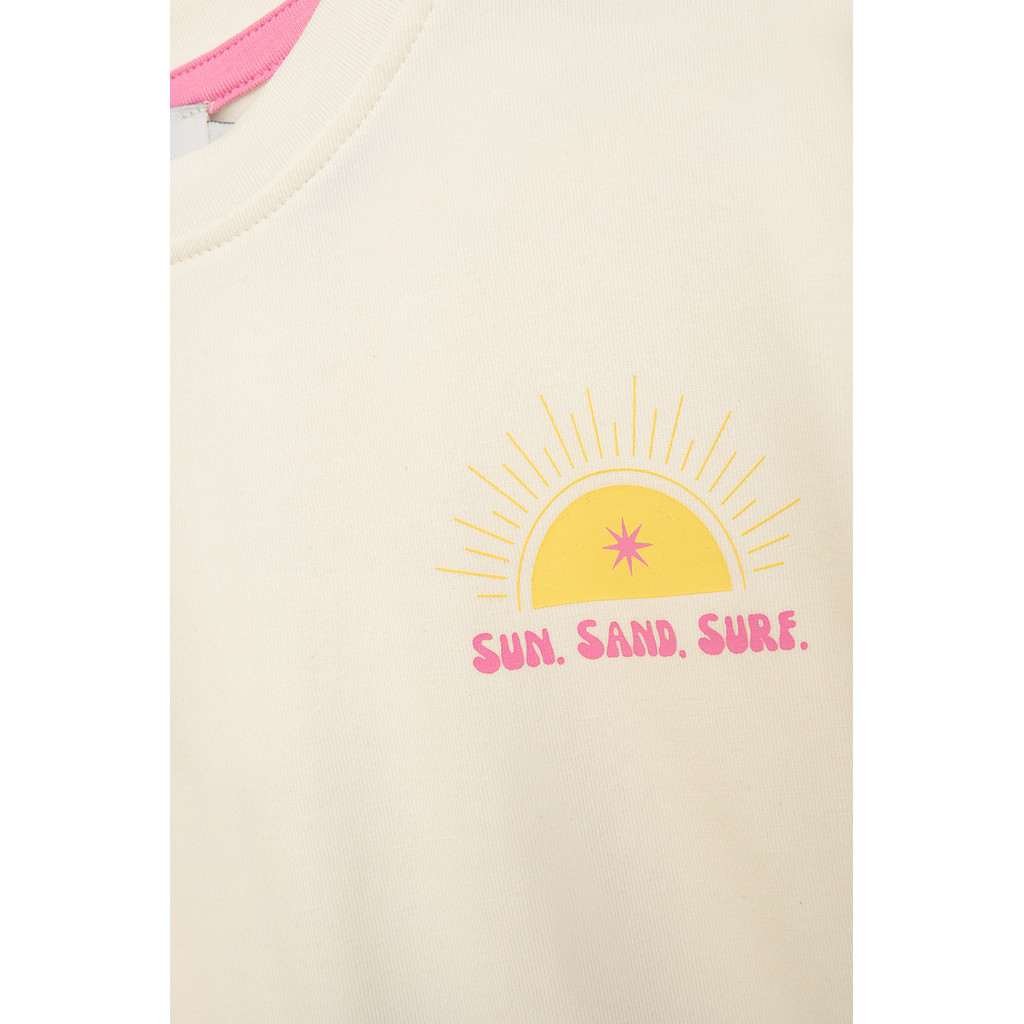 Danamade DMARLENE Damen T-Shirt in Creme mit Sonne - Sun, Sand & Surf