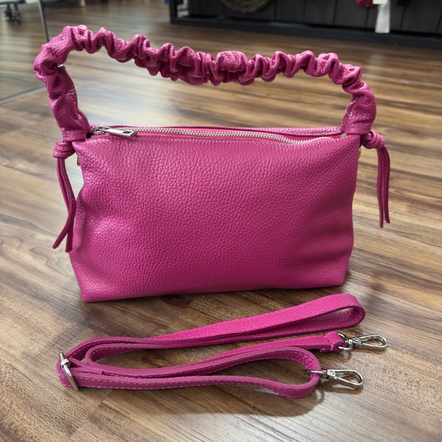 BFF Ledertasche mit süßen Cinch Henkel & Schulterband - Pink