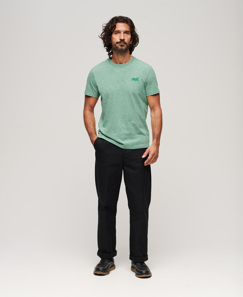 Superdry Herren T-Shirt Essential in Bright Green Grit mit Logo