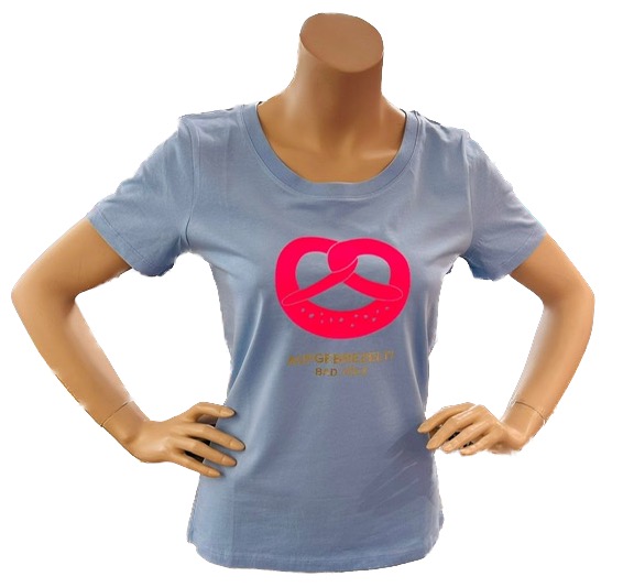 P. Eisenherz Kurzarm T-Shirt in Blau mit Neon Pink Breze - Aufgebrezelt Bad Tölz P. Eisenherz Kurzarm T-Shirt in Blau mit Neon Pink Breze - Aufgebrezelt Bad Tölz