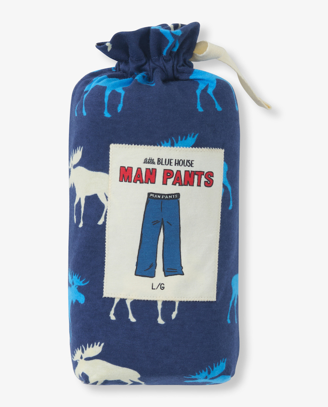 Little Blue House Pyjama Hose für Herren - Lounge Pants - Elche in Blau