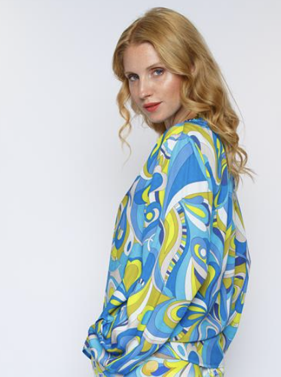 Emily van den Bergh Shirt Bluse mit Bindeband & Leuchtenden Farben