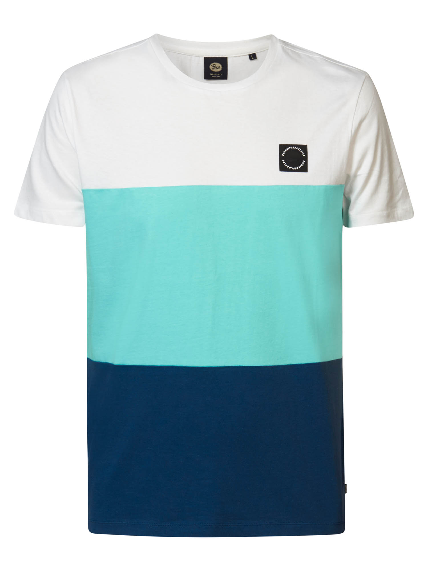M-1040-TSR626-5179_F Petrol Industries Jungs kurzarm T-Shirt in Aqua Grey Block Streifen