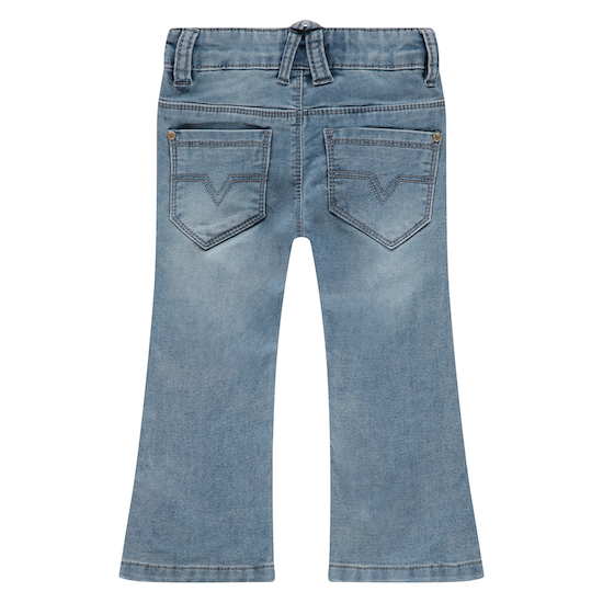 BBE23408252_2 Babyface Girls Jog Jeans in Medium Blau mit Schlag & Blumen