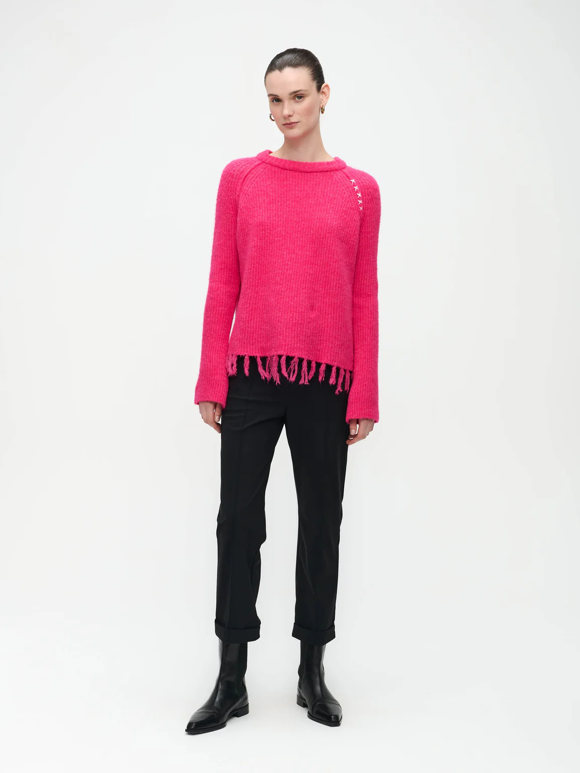 Jane Luschka Fucia Strickpulli Pullover in Pink mit Fransen - SALE Jane Luschka Fucia Strickpulli Pullover in Pink mit Fransen - SALE
